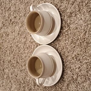 Vintage Denby Stoneware 2 Cups and 2 Saucers